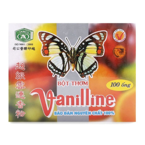 Bột thơm Vanilline Con Bươm Bướm hộp giấy 100 ống