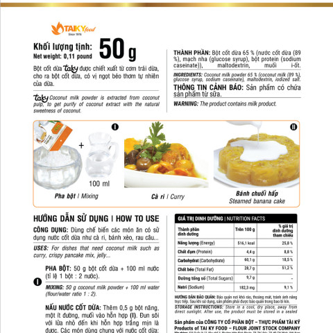 Bột cốt dừa Tài Ký Coconut Milk Powder 50g
