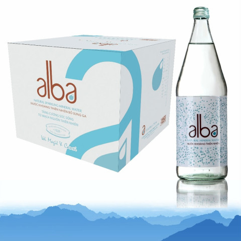 Nước Khoáng Có Ga Chai Thuỷ Tinh Alba 450ml