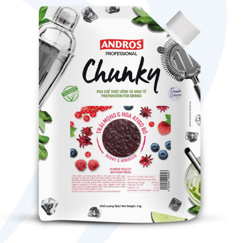 Mứt Trái Mọng Và Hoa Atiso Đỏ Andros Chunky 1kg