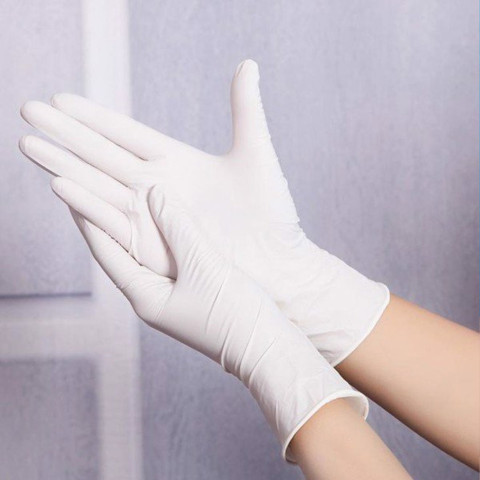 Găng tay cao su y tế màu trắng không bột