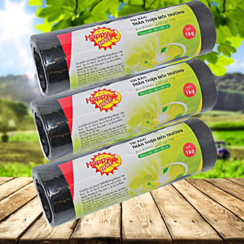 Túi rác Happy Price màu đen 80x100 cuộn 1kg