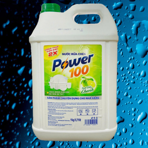 Nước rửa chén POWER100 tinh dầu chanh can 9kg