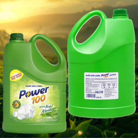 Nước Rửa Chén Power100 Hương Trà Xanh 3.5 lít
