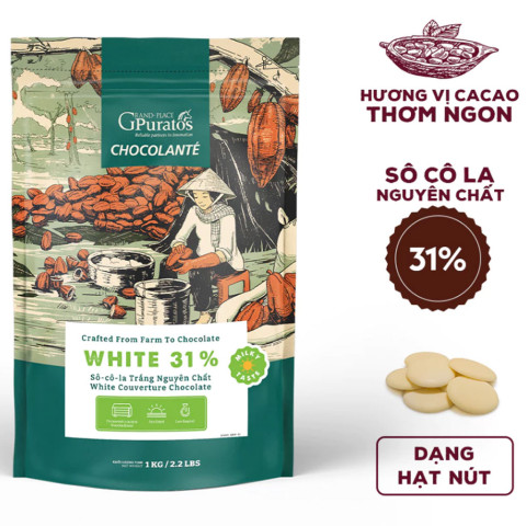 Sôcôla dạng nút trắng 31% Puratos White Chocolate 1kg