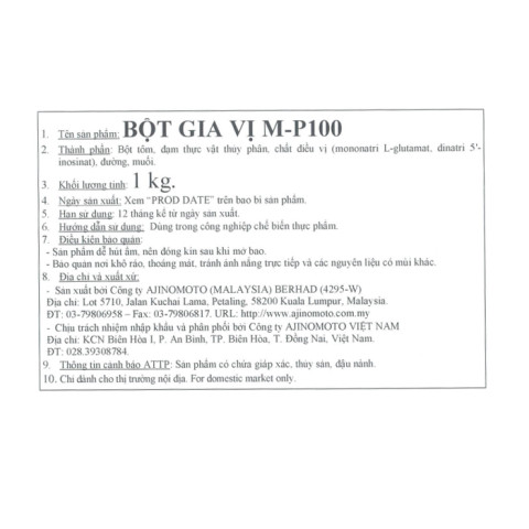 Bột gia vị M-P100 gói 1kg