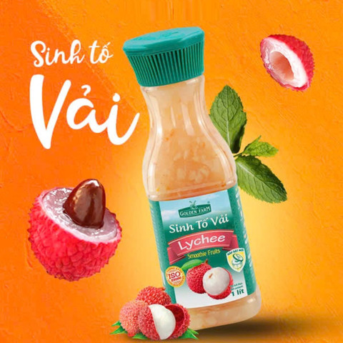 Sinh tố vải Golden Farm Lychee Smoothie Fruits 1 lít