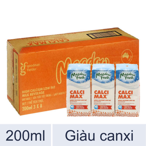 Sữa tươi tiệt trùng giàu canxi ít béo Meadow Fresh 200ml