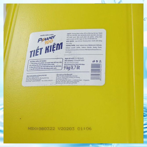 Nước rửa chén POWER100 tiết kiệm hương chanh can 9kg