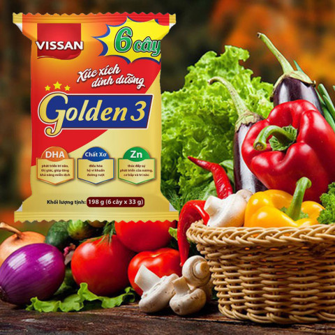 Xúc Xích Dinh Dưỡng Golden 3 Vissan 198gr